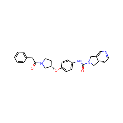 O=C(Cc1ccccc1)N1CC[C@H](Oc2ccc(NC(=O)N3Cc4ccncc4C3)cc2)C1 ZINC000166615562