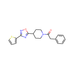 O=C(Cc1ccccc1)N1CCC(c2nc(-c3cccs3)no2)CC1 ZINC000001359455