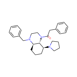 O=C(Cc1ccccc1)N1CCN(Cc2ccccc2)[C@@H]2CCC[C@H](N3CCCC3)[C@H]21 ZINC000169325651