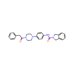 O=C(Cc1ccccc1)N1CCN(c2ccc(NC(=O)N3Cc4ccccc4C3)cc2)CC1 ZINC000166767728