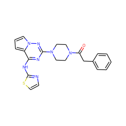 O=C(Cc1ccccc1)N1CCN(c2nc(Nc3nccs3)c3cccn3n2)CC1 ZINC000066066347