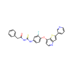 O=C(Cc1ccccc1)NC(=S)Nc1ccc(Oc2ccnc3cc(-c4cccnc4)sc23)c(F)c1 ZINC000029043471