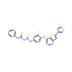 O=C(Cc1ccccc1)NC(=S)Nc1ccc(Oc2ccnc3cc(-c4ccoc4)sc23)c(F)c1 ZINC000029043308