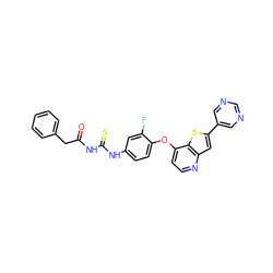 O=C(Cc1ccccc1)NC(=S)Nc1ccc(Oc2ccnc3cc(-c4cncnc4)sc23)c(F)c1 ZINC000029043306