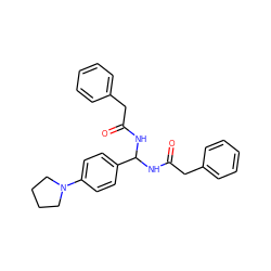 O=C(Cc1ccccc1)NC(NC(=O)Cc1ccccc1)c1ccc(N2CCCC2)cc1 ZINC000095572905