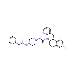 O=C(Cc1ccccc1)NC1CCN(CC(=O)N[C@H]2CCc3cc(F)ccc3[C@H]2Cc2cccnc2)CC1 ZINC000029397673