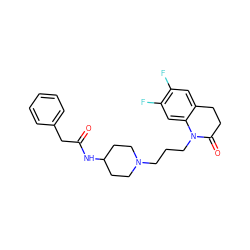 O=C(Cc1ccccc1)NC1CCN(CCCN2C(=O)CCc3cc(F)c(F)cc32)CC1 ZINC000064553948