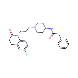 O=C(Cc1ccccc1)NC1CCN(CCCN2C(=O)CCc3cc(F)ccc32)CC1 ZINC000064553668