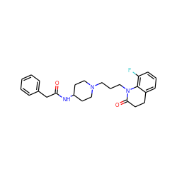 O=C(Cc1ccccc1)NC1CCN(CCCN2C(=O)CCc3cccc(F)c32)CC1 ZINC000064564404