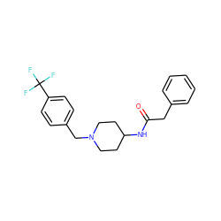 O=C(Cc1ccccc1)NC1CCN(Cc2ccc(C(F)(F)F)cc2)CC1 ZINC000013470620