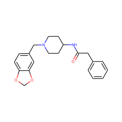 O=C(Cc1ccccc1)NC1CCN(Cc2ccc3c(c2)OCO3)CC1 ZINC000013470628