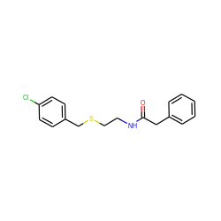 O=C(Cc1ccccc1)NCCSCc1ccc(Cl)cc1 ZINC000002978507