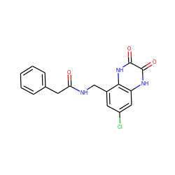 O=C(Cc1ccccc1)NCc1cc(Cl)cc2[nH]c(=O)c(=O)[nH]c12 ZINC000027555236