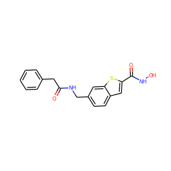 O=C(Cc1ccccc1)NCc1ccc2cc(C(=O)NO)sc2c1 ZINC000028900082