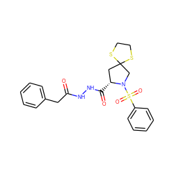 O=C(Cc1ccccc1)NNC(=O)[C@@H]1CC2(CN1S(=O)(=O)c1ccccc1)SCCS2 ZINC000103249768