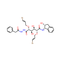 O=C(Cc1ccccc1)NNC(=O)[C@H](OC/C=C/Br)[C@H](O)[C@@H](O)[C@@H](OC/C=C/Br)C(=O)N[C@H]1c2ccccc2C[C@H]1O ZINC000028524401