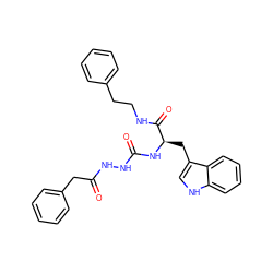 O=C(Cc1ccccc1)NNC(=O)N[C@H](Cc1c[nH]c2ccccc12)C(=O)NCCc1ccccc1 ZINC000013518584