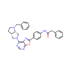 O=C(Cc1ccccc1)Nc1ccc(-c2nc3c(N4C[C@@H]5CCN(Cc6ccccc6)[C@@H]5C4)ncnc3o2)cc1 ZINC000028108070