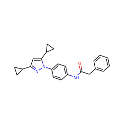 O=C(Cc1ccccc1)Nc1ccc(-n2nc(C3CC3)cc2C2CC2)cc1 ZINC000116822983