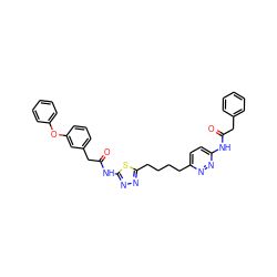 O=C(Cc1ccccc1)Nc1ccc(CCCCc2nnc(NC(=O)Cc3cccc(Oc4ccccc4)c3)s2)nn1 ZINC000169698360