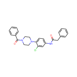 O=C(Cc1ccccc1)Nc1ccc(N2CCN(C(=O)c3ccccc3)CC2)c(Cl)c1 ZINC000017098674