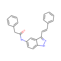 O=C(Cc1ccccc1)Nc1ccc2[nH]nc(/C=C/c3ccccc3)c2c1 ZINC000049073313