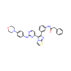 O=C(Cc1ccccc1)Nc1cccc(-c2nc3sccn3c2-c2ccnc(Nc3ccc(N4CCOCC4)cc3)n2)c1 ZINC000049780786