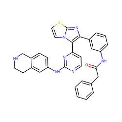 O=C(Cc1ccccc1)Nc1cccc(-c2nc3sccn3c2-c2ccnc(Nc3ccc4c(c3)CCNC4)n2)c1 ZINC000049780838