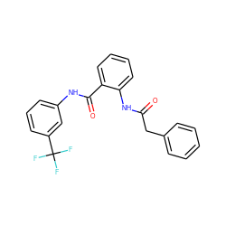 O=C(Cc1ccccc1)Nc1ccccc1C(=O)Nc1cccc(C(F)(F)F)c1 ZINC000199854046