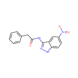 O=C(Cc1ccccc1)Nc1n[nH]c2ccc([N+](=O)[O-])cc12 ZINC000029041301