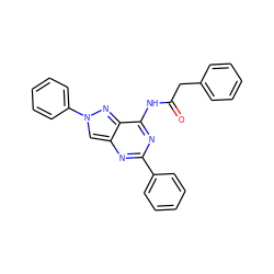 O=C(Cc1ccccc1)Nc1nc(-c2ccccc2)nc2cn(-c3ccccc3)nc12 ZINC000095584198