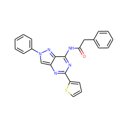 O=C(Cc1ccccc1)Nc1nc(-c2cccs2)nc2cn(-c3ccccc3)nc12 ZINC000653767642