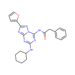 O=C(Cc1ccccc1)Nc1nc(NC2CCCCC2)nc2nc(-c3ccco3)nn12 ZINC000653760829