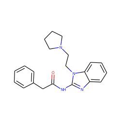 O=C(Cc1ccccc1)Nc1nc2ccccc2n1CCN1CCCC1 ZINC000299855997