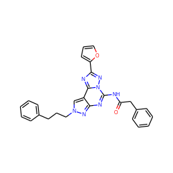 O=C(Cc1ccccc1)Nc1nc2nn(CCCc3ccccc3)cc2c2nc(-c3ccco3)nn12 ZINC000013527371