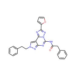 O=C(Cc1ccccc1)Nc1nc2nn(CCc3ccccc3)cc2c2nc(-c3ccco3)nn12 ZINC000013527368