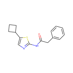 O=C(Cc1ccccc1)Nc1ncc(C2CCC2)s1 ZINC000028395715