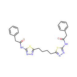 O=C(Cc1ccccc1)Nc1nnc(CCCCc2nnc(NC(=O)Cc3ccccc3)s2)s1 ZINC000169697673