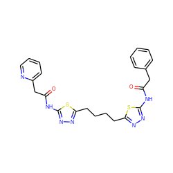 O=C(Cc1ccccc1)Nc1nnc(CCCCc2nnc(NC(=O)Cc3ccccn3)s2)s1 ZINC000169698193