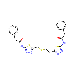 O=C(Cc1ccccc1)Nc1nnc(CCSCc2nnc(NC(=O)Cc3ccccc3)s2)s1 ZINC000169697985