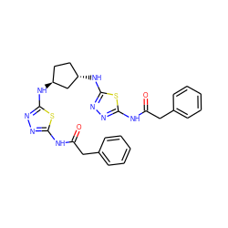 O=C(Cc1ccccc1)Nc1nnc(N[C@H]2CC[C@H](Nc3nnc(NC(=O)Cc4ccccc4)s3)C2)s1 ZINC000653713270