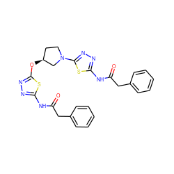 O=C(Cc1ccccc1)Nc1nnc(O[C@H]2CCN(c3nnc(NC(=O)Cc4ccccc4)s3)C2)s1 ZINC000584905244