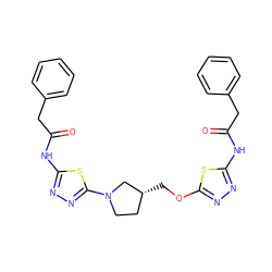 O=C(Cc1ccccc1)Nc1nnc(OC[C@@H]2CCN(c3nnc(NC(=O)Cc4ccccc4)s3)C2)s1 ZINC000653694188