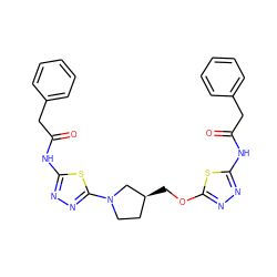 O=C(Cc1ccccc1)Nc1nnc(OC[C@H]2CCN(c3nnc(NC(=O)Cc4ccccc4)s3)C2)s1 ZINC000653694187