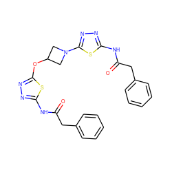 O=C(Cc1ccccc1)Nc1nnc(OC2CN(c3nnc(NC(=O)Cc4ccccc4)s3)C2)s1 ZINC000653714956