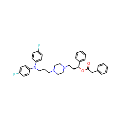 O=C(Cc1ccccc1)O[C@@H](CCN1CCN(CCCN(c2ccc(F)cc2)c2ccc(F)cc2)CC1)c1ccccc1 ZINC000042835589