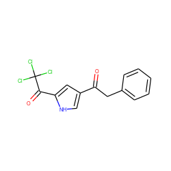 O=C(Cc1ccccc1)c1c[nH]c(C(=O)C(Cl)(Cl)Cl)c1 ZINC000002508546