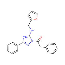 O=C(Cc1ccccc1)n1nc(-c2ccccc2)nc1NCc1ccco1 ZINC000003655275