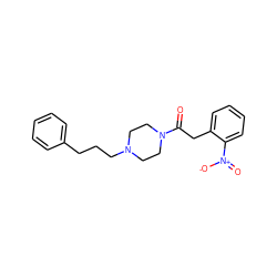 O=C(Cc1ccccc1[N+](=O)[O-])N1CCN(CCCc2ccccc2)CC1 ZINC000013782166