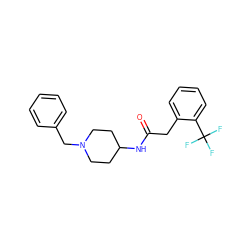 O=C(Cc1ccccc1C(F)(F)F)NC1CCN(Cc2ccccc2)CC1 ZINC000013779907